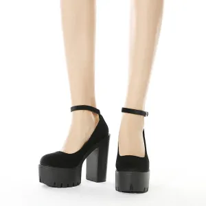 Women's Fashion Trend Suede Ankle-strap Buckle Shoes