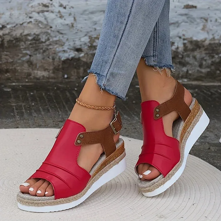 🔥 Women's Comfy Ankle Buckle Strap Platform Leather Orthopedic Sandals