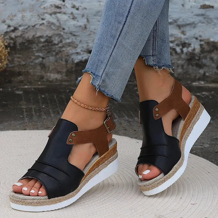 🔥 Women's Comfy Ankle Buckle Strap Platform Leather Orthopedic Sandals