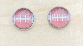 12mm Round Football Earrings - #7744