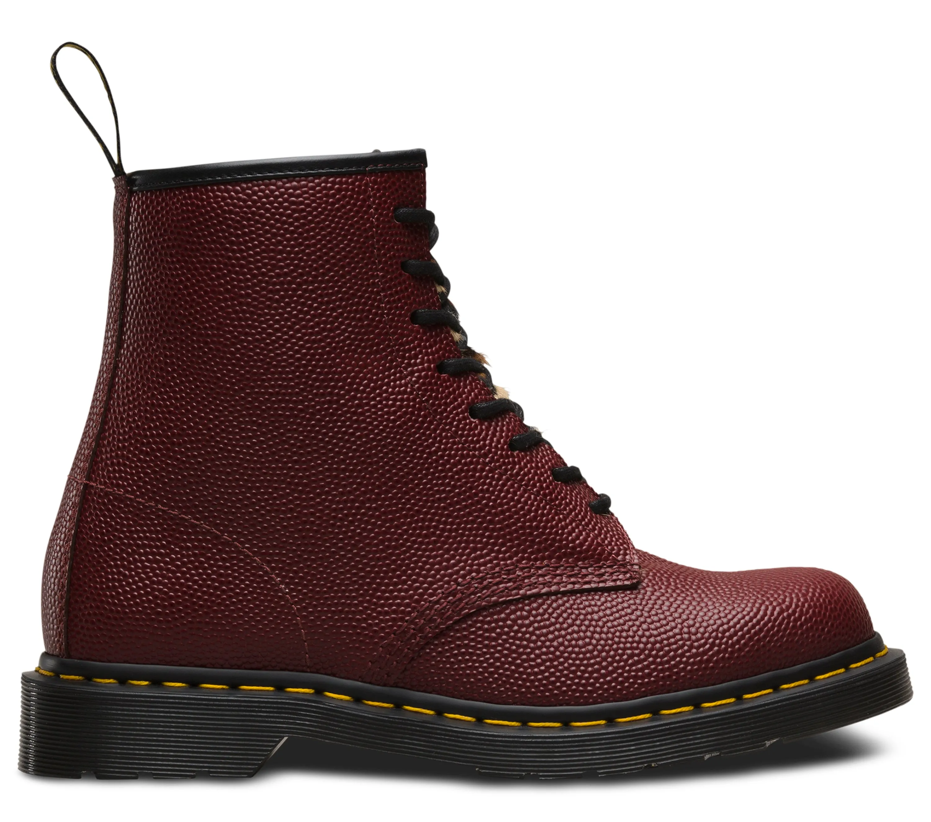 1460 Stussy Cherry Red Leo Pebble Italian Hair On Leather Lace Up Boots