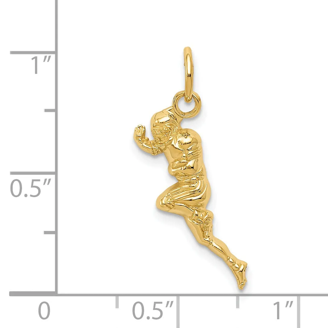 14k Yellow Gold Football Player Running Pendant