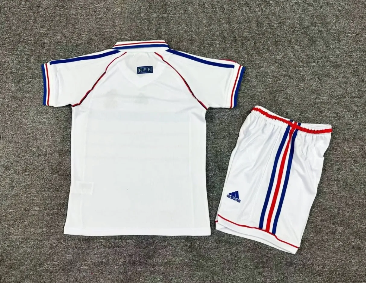 1998 France Home & Away Retro Children's Kit | Kids Zidane France away jersey and shorts