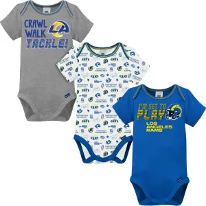 3-Pack Baby Boys Rams Short Sleeve Bodysuits