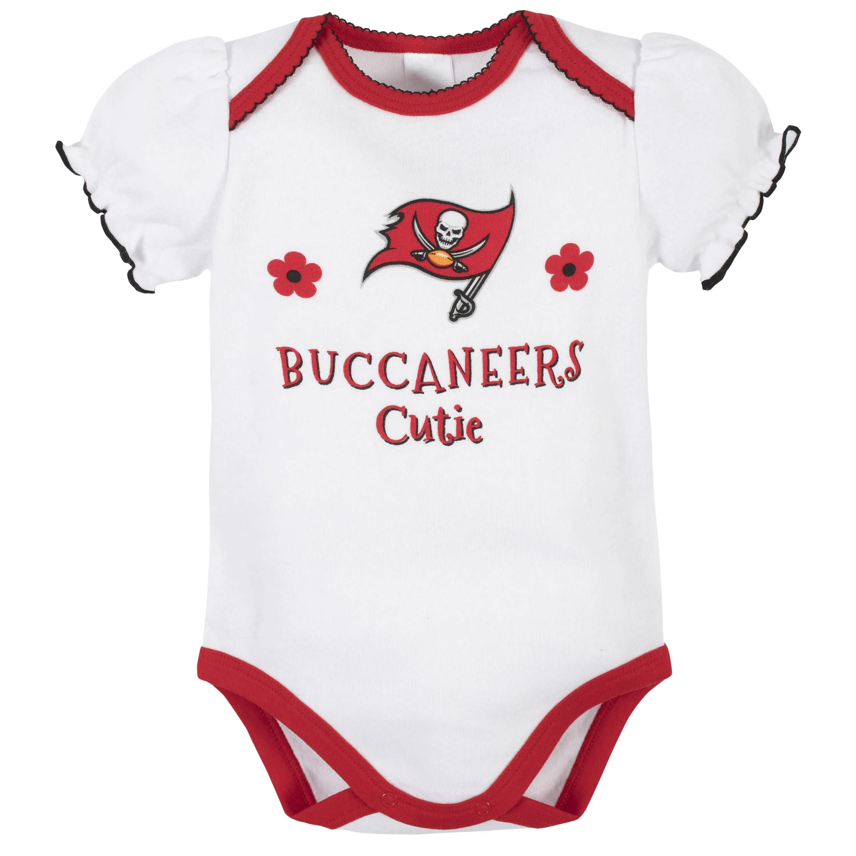 3-Pack Baby Girls Buccaneers Short Sleeve Bodysuits