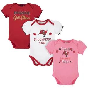 3-Pack Baby Girls Buccaneers Short Sleeve Bodysuits