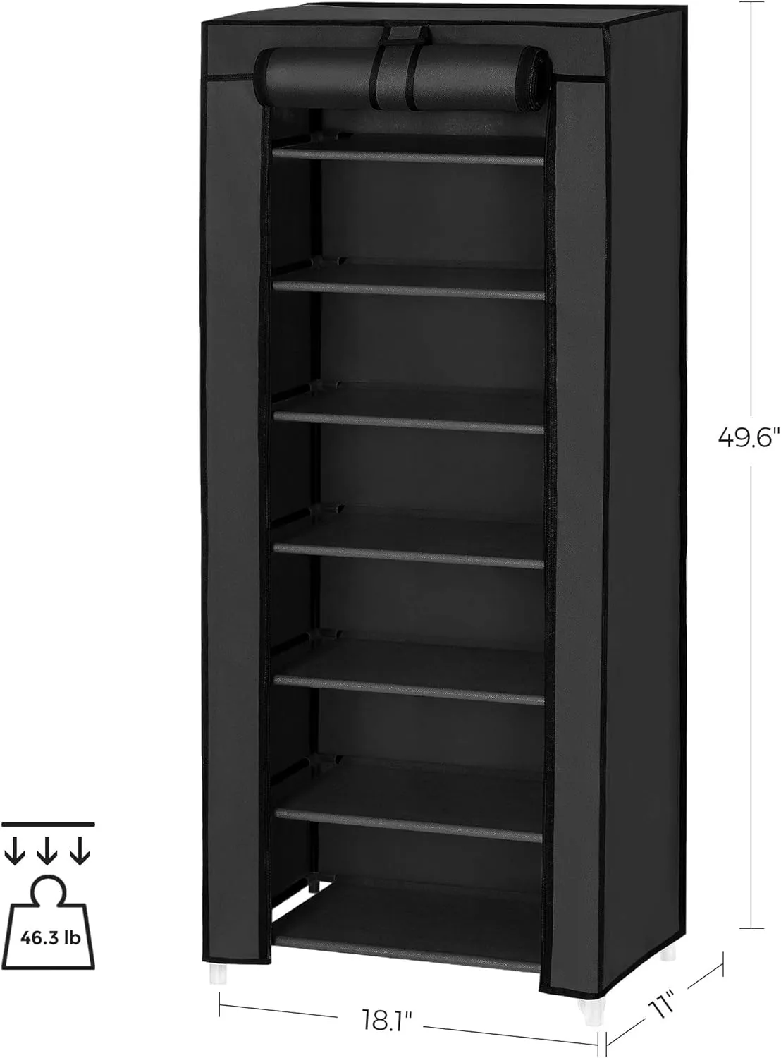 7-Tier Shoe Rack, Dustproof Cover, Fits 20 Pairs, SONGMICS