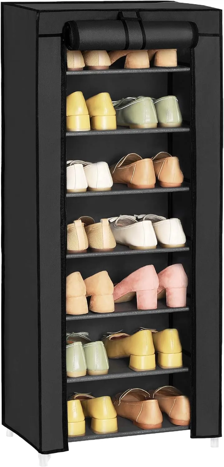 7-Tier Shoe Rack, Dustproof Cover, Fits 20 Pairs, SONGMICS