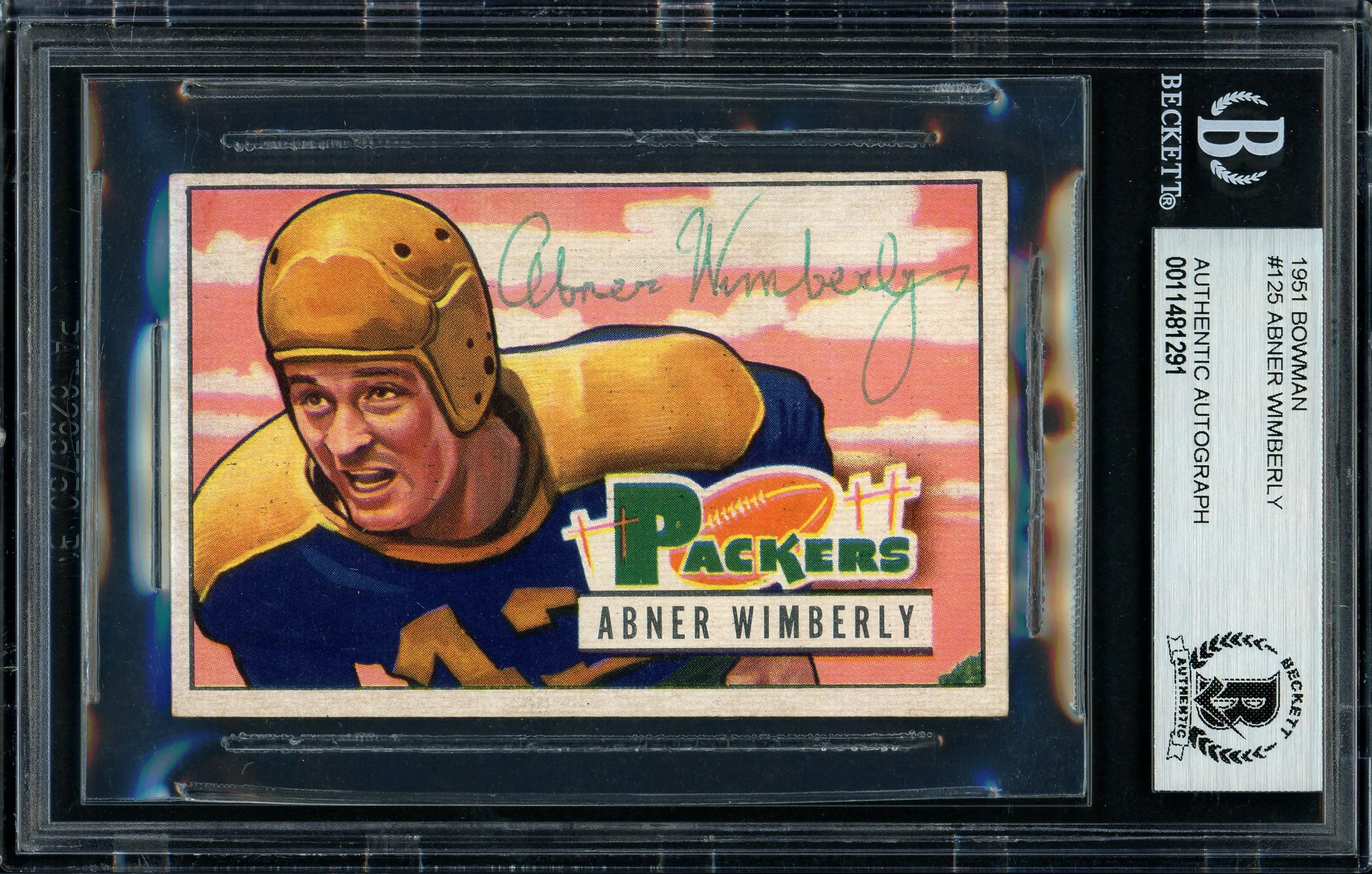 Abner Wimberly Autographed 1951 Bowman Rookie Card #125 Green Bay Packers Died 1976 Beckett BAS #11481291