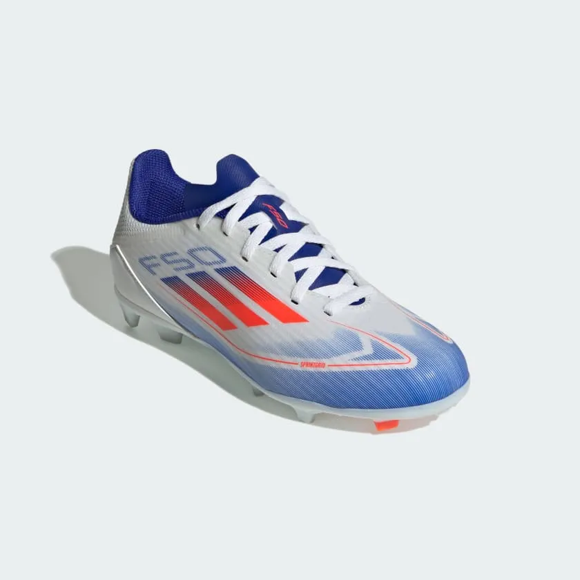 adidas F50 League Boots  FG/MG- White/Red/Blue- JUNIOR