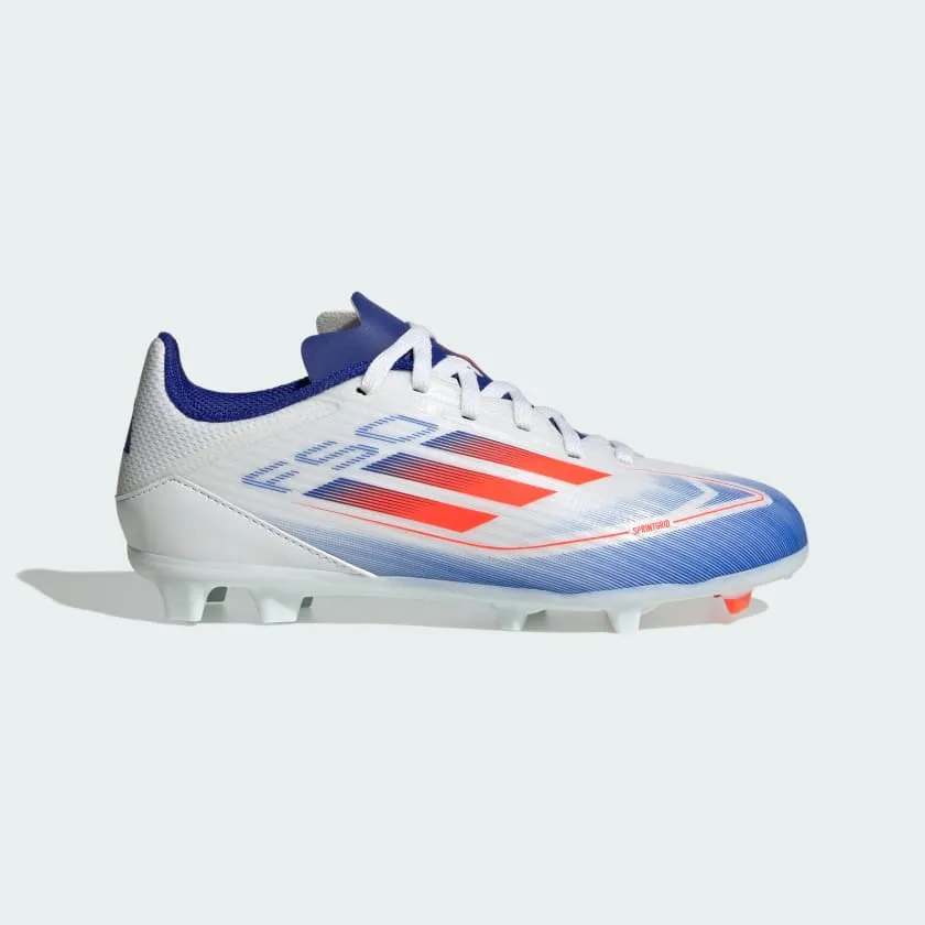 adidas F50 League Boots  FG/MG- White/Red/Blue- JUNIOR