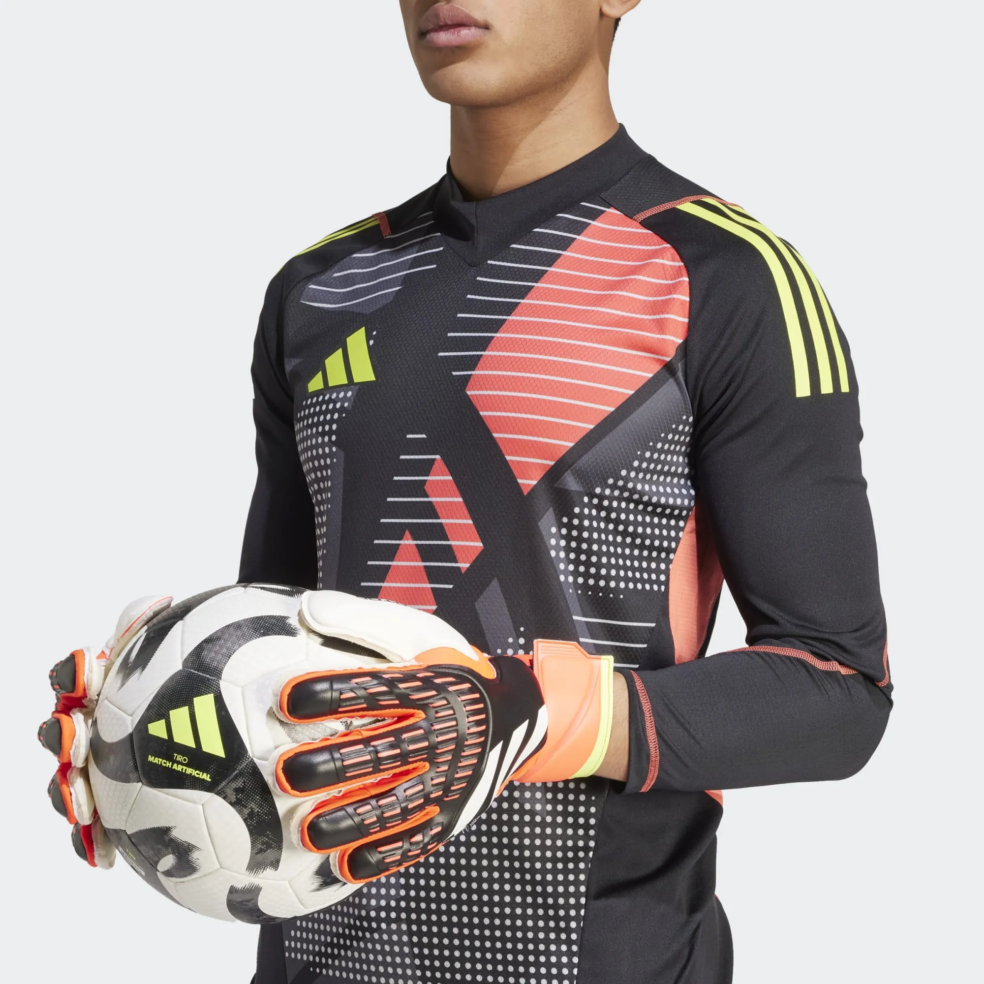 adidas Predator Match FS Goalkeeper Gloves- Black/Red/Yellow