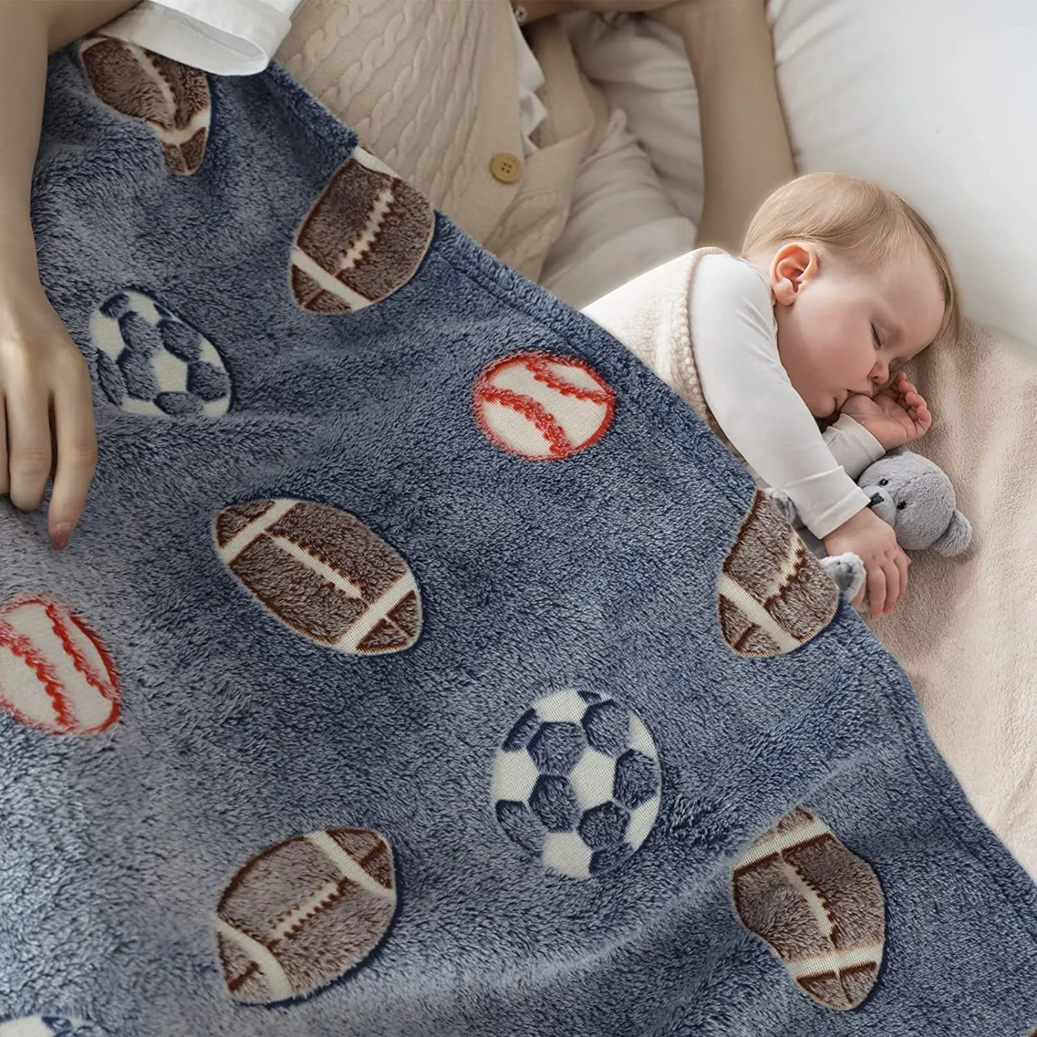 AG E-Com Glow in The Dark Football Blanket | Bedroom Decor |Gifts for Toddler- Kids-Teens Boys & Girls |Travel Lightweight -Throw Blankets| Soft Cozy Fluffy- 50"x60"