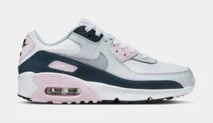 Air Max 90 Grade School Lifestyle Shoes (White/Pink Foam/Armory Navy/Wolf Grey)