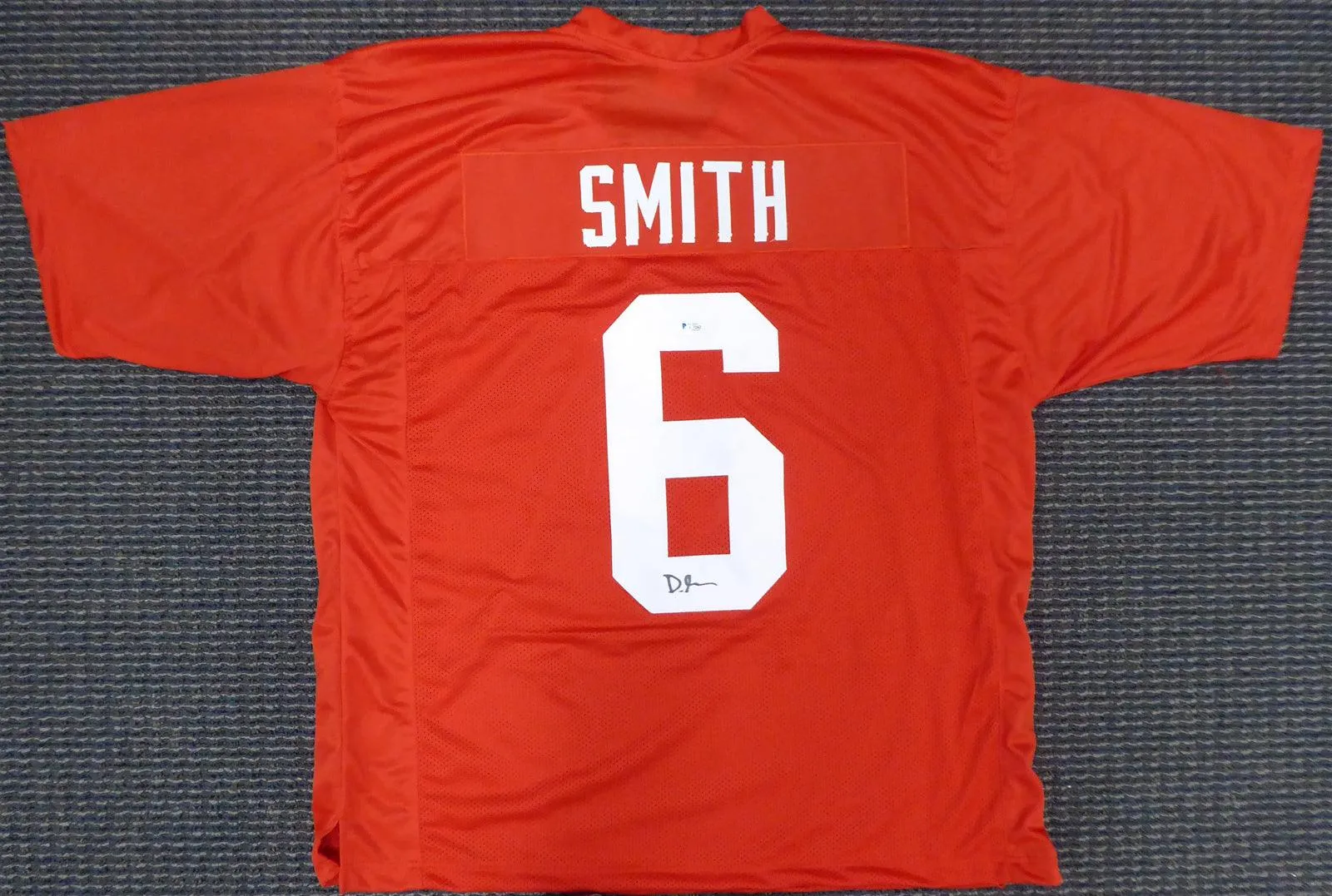 Alabama Crimson Tide Devonta Smith Autographed Red Jersey Signed on Bottom Beckett BAS Stock #191128