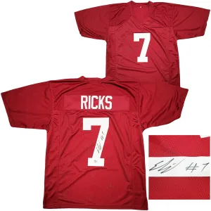 Alabama Crimson Tide Eli Ricks Autographed Red Jersey Beckett BAS Witness Stock #209473