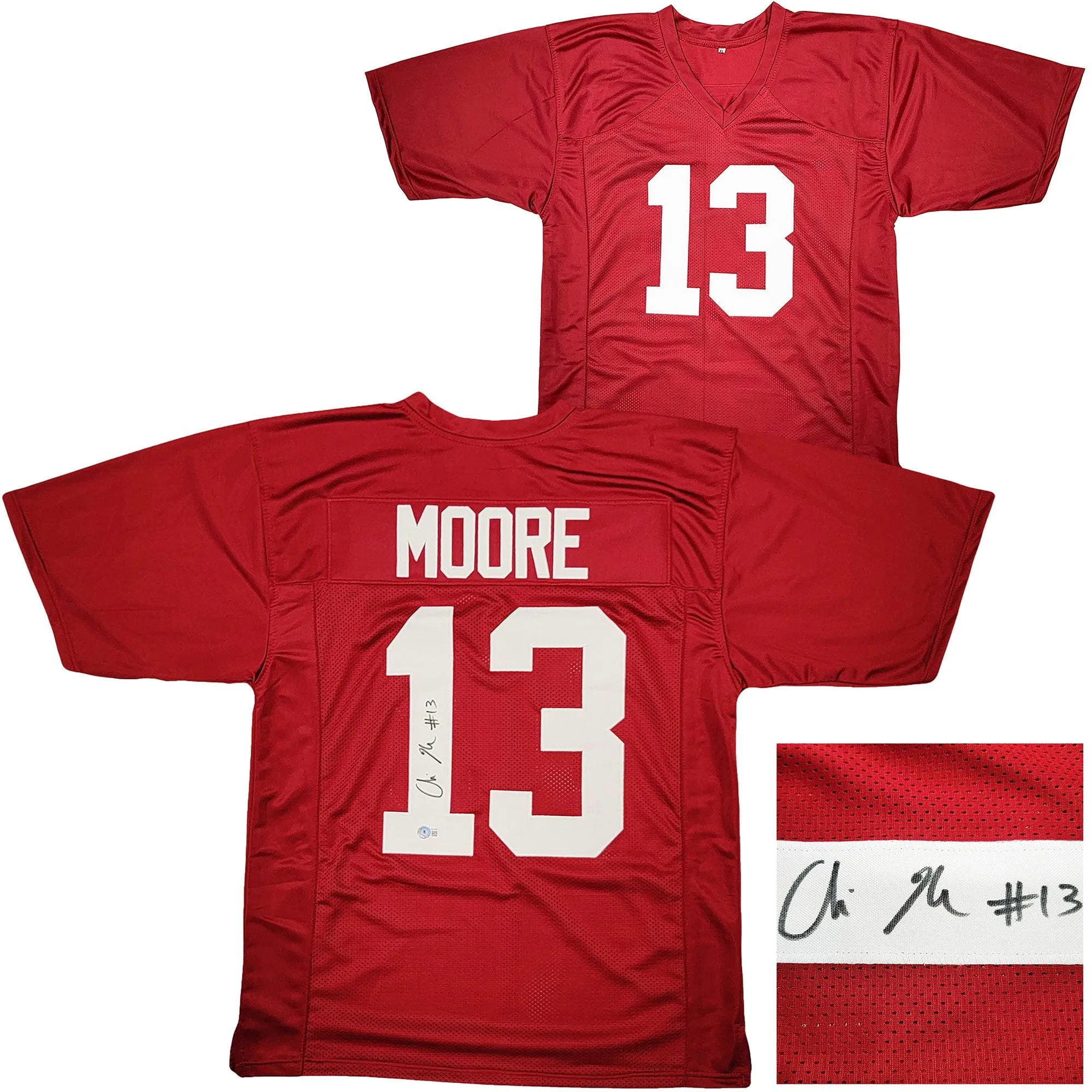 Alabama Crimson Tide Malachi Moore Autographed Red Jersey Beckett BAS Witness Stock #209472