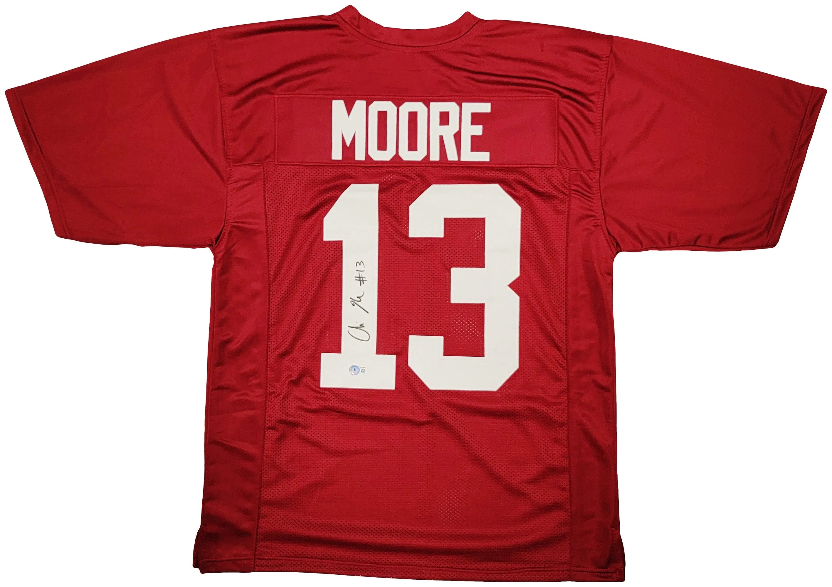 Alabama Crimson Tide Malachi Moore Autographed Red Jersey Beckett BAS Witness Stock #209472