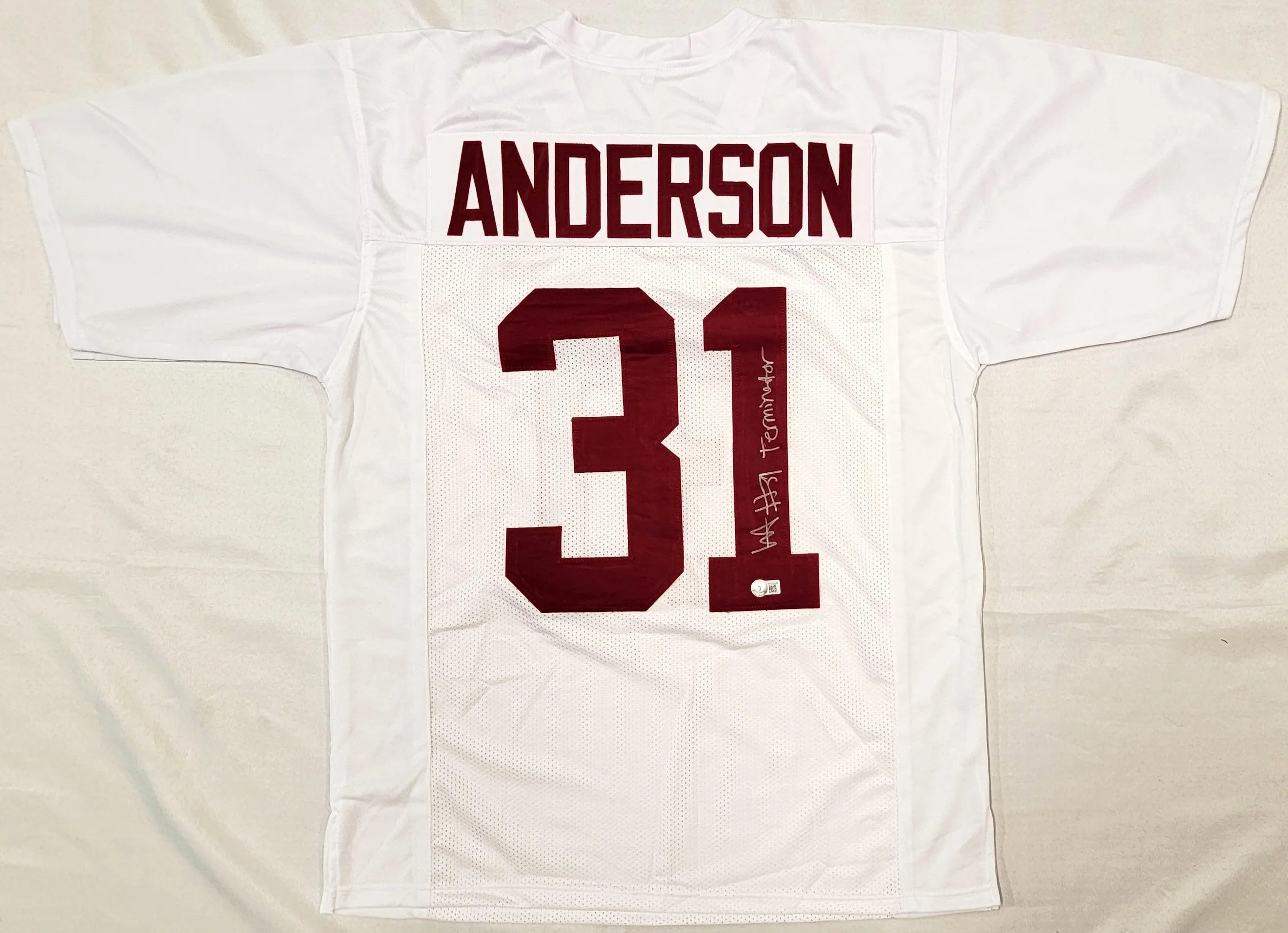 Alabama Crimson Tide Will Anderson Autographed White Jersey "Terminator" Beckett BAS Witness #WW05299