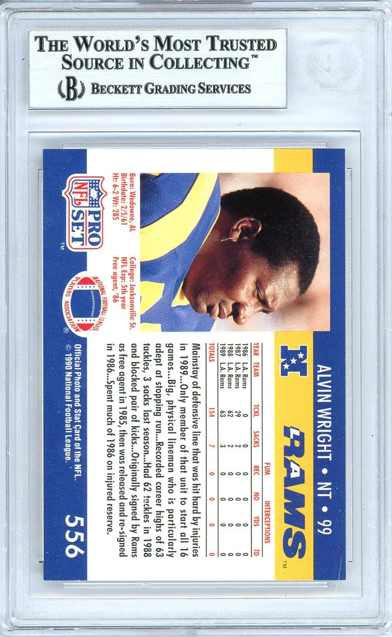 Alvin Wright Autographed 1990 Pro Set Card #556 Los Angeles Rams Beckett BAS #10739253