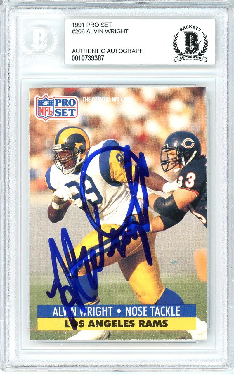 Alvin Wright Autographed 1991 Pro Set Card #206 Los Angeles Rams Beckett BAS #10739387