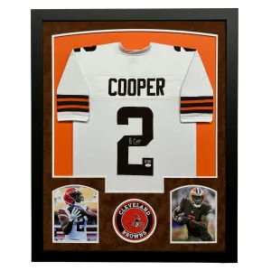 Amari Cooper Signed Cleveland White Custom Suede Matte Framed Football Jersey