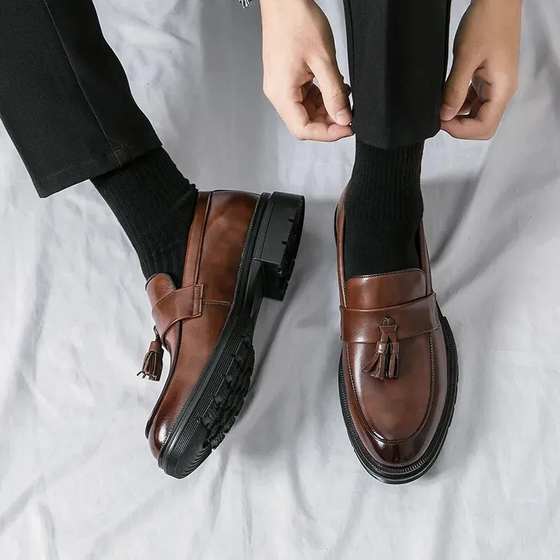 Amozae- Gwanak Faux Leather Tassel Loafers