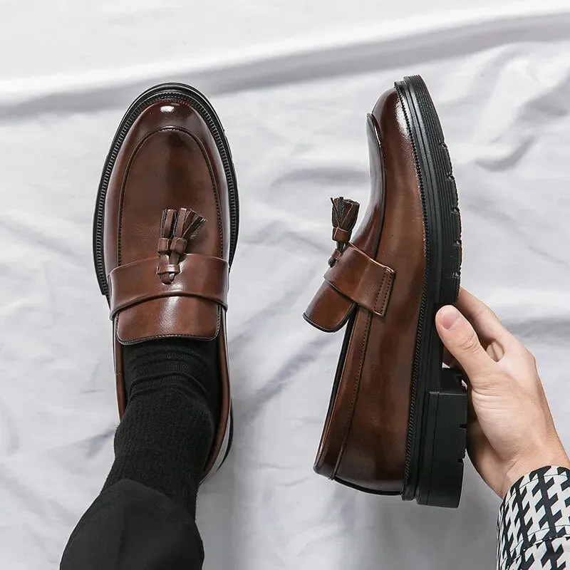 Amozae- Gwanak Faux Leather Tassel Loafers