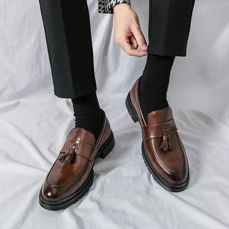 Amozae- Gwanak Faux Leather Tassel Loafers