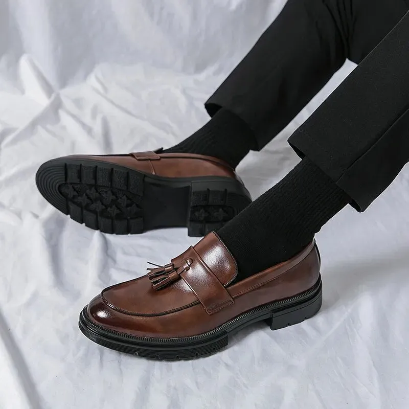 Amozae- Gwanak Faux Leather Tassel Loafers