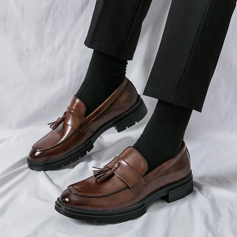 Amozae- Gwanak Faux Leather Tassel Loafers