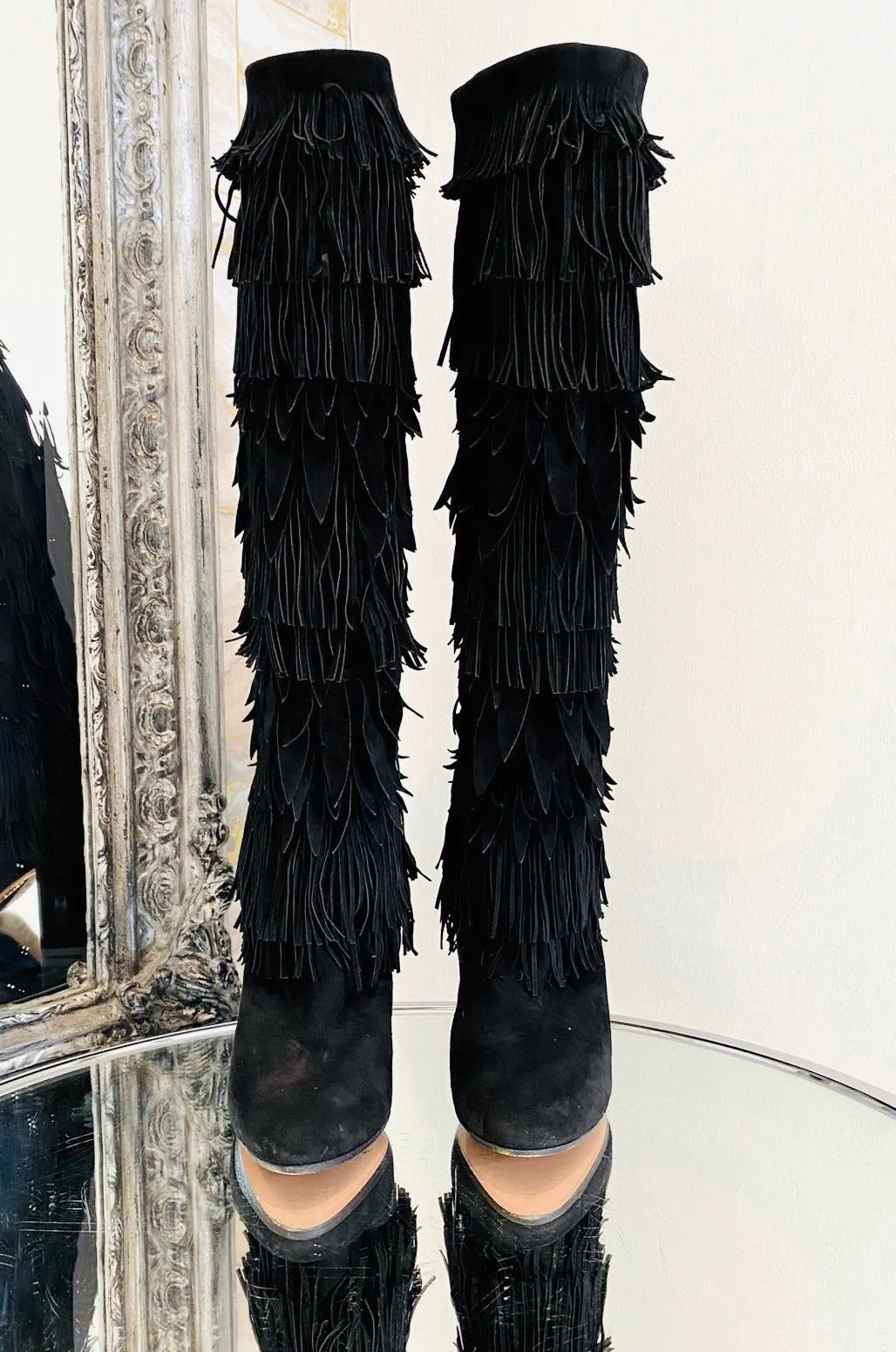 Aquazurra Suede Fringe Boots. Size 35.5