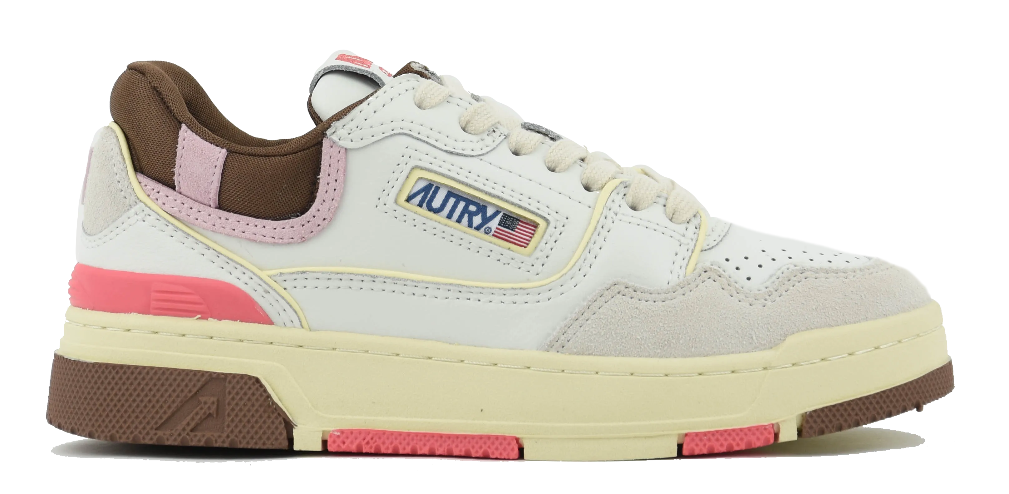 AUTRY CLC LOWTOP SNEAKER WHITE BROWN PINK