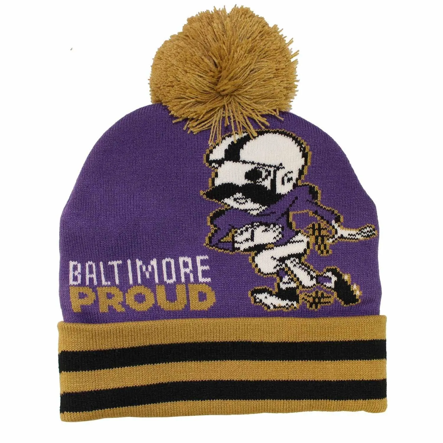 Baltimore Proud Natty Boh Running Back (Purple w/ Gold Pom) / Knit Beanie Cap