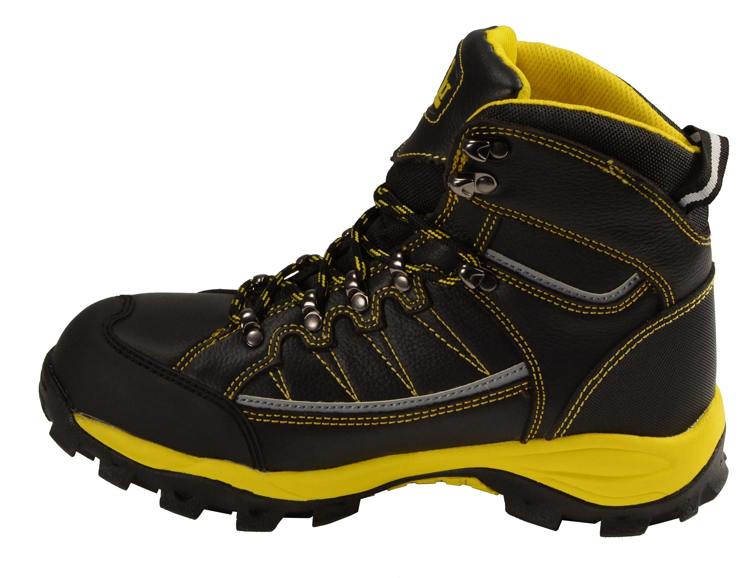 BAZALT-Men's Black & Yellow Water & Frost Proof Leather Boots-BLK/YELLOW-7