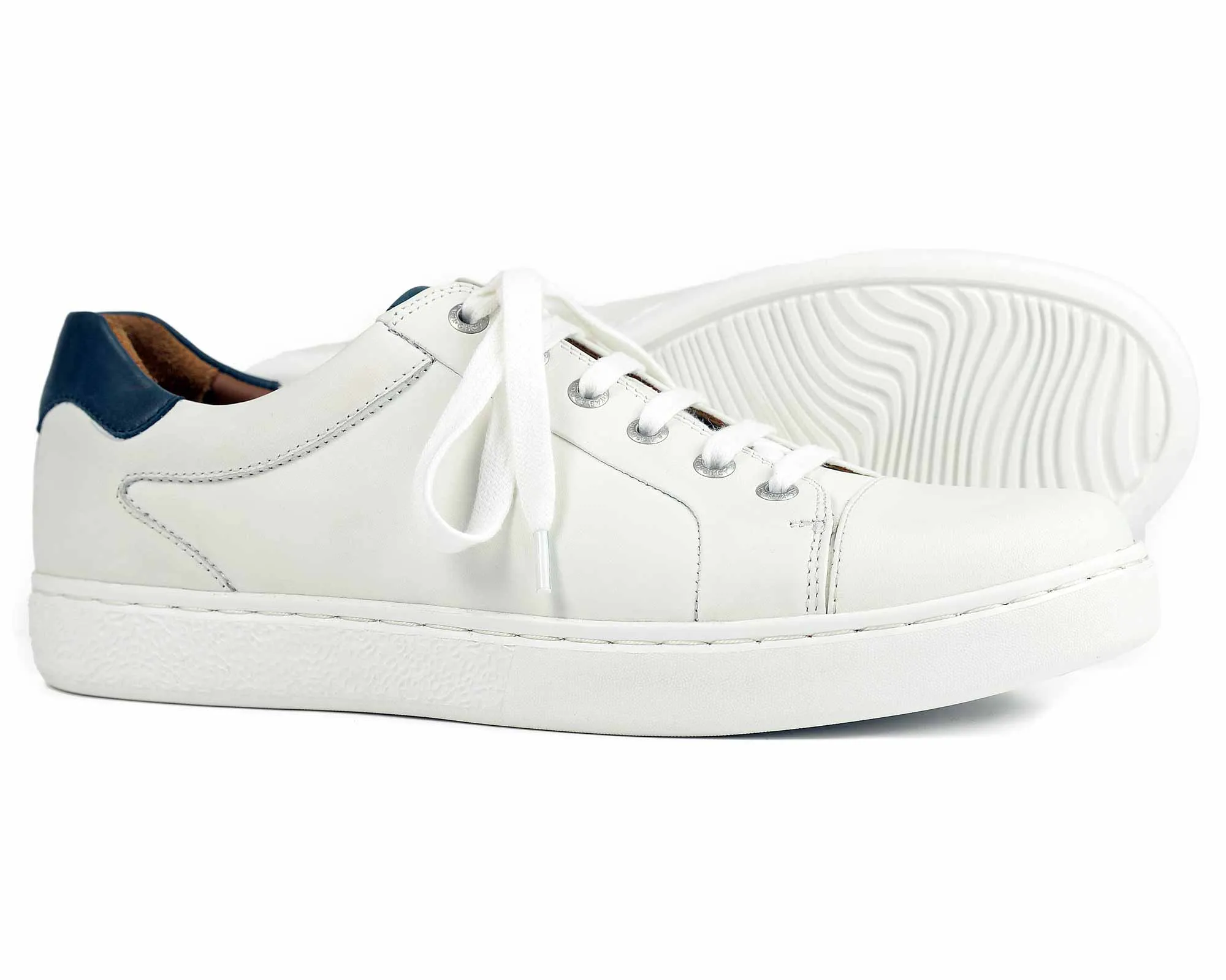 Belgravia Mens White Sneaker with Navy Trim by Orca Bay