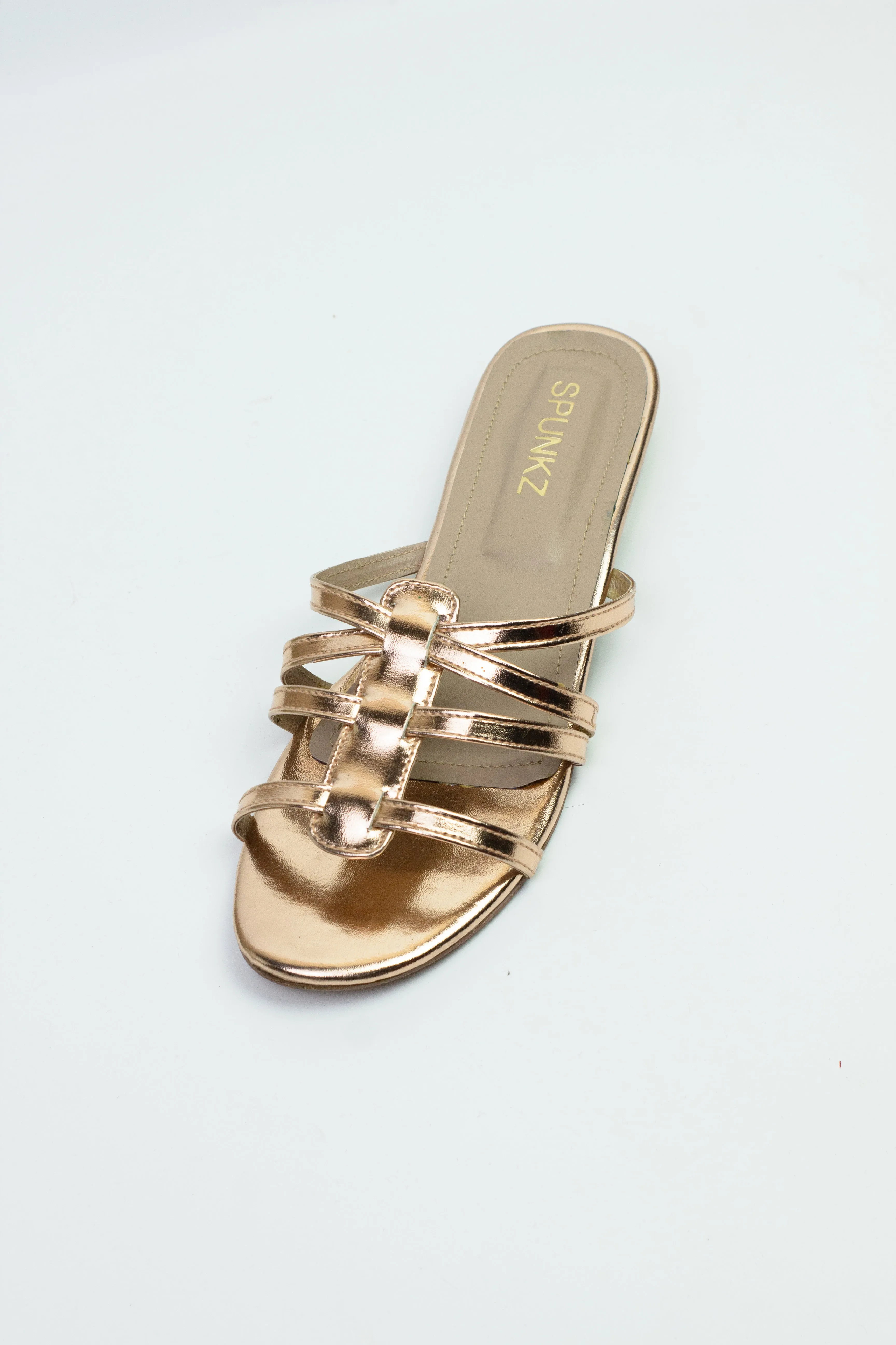 Bella Rose Gold Twisted Straps Flat Sandals