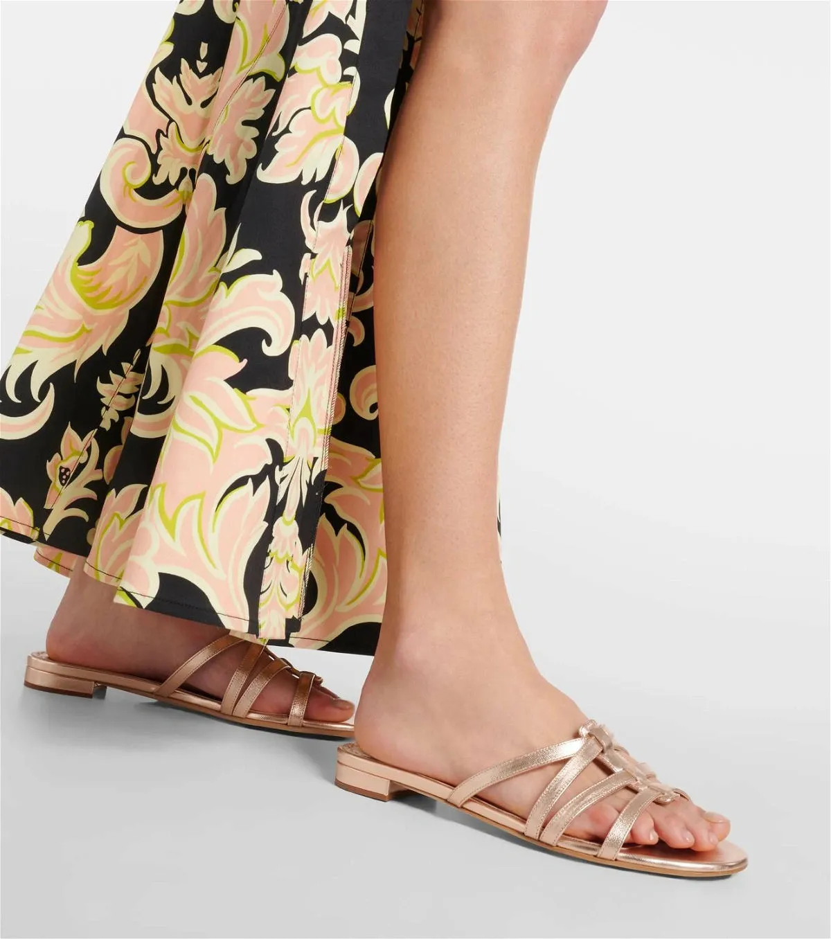 Bella Rose Gold Twisted Straps Flat Sandals