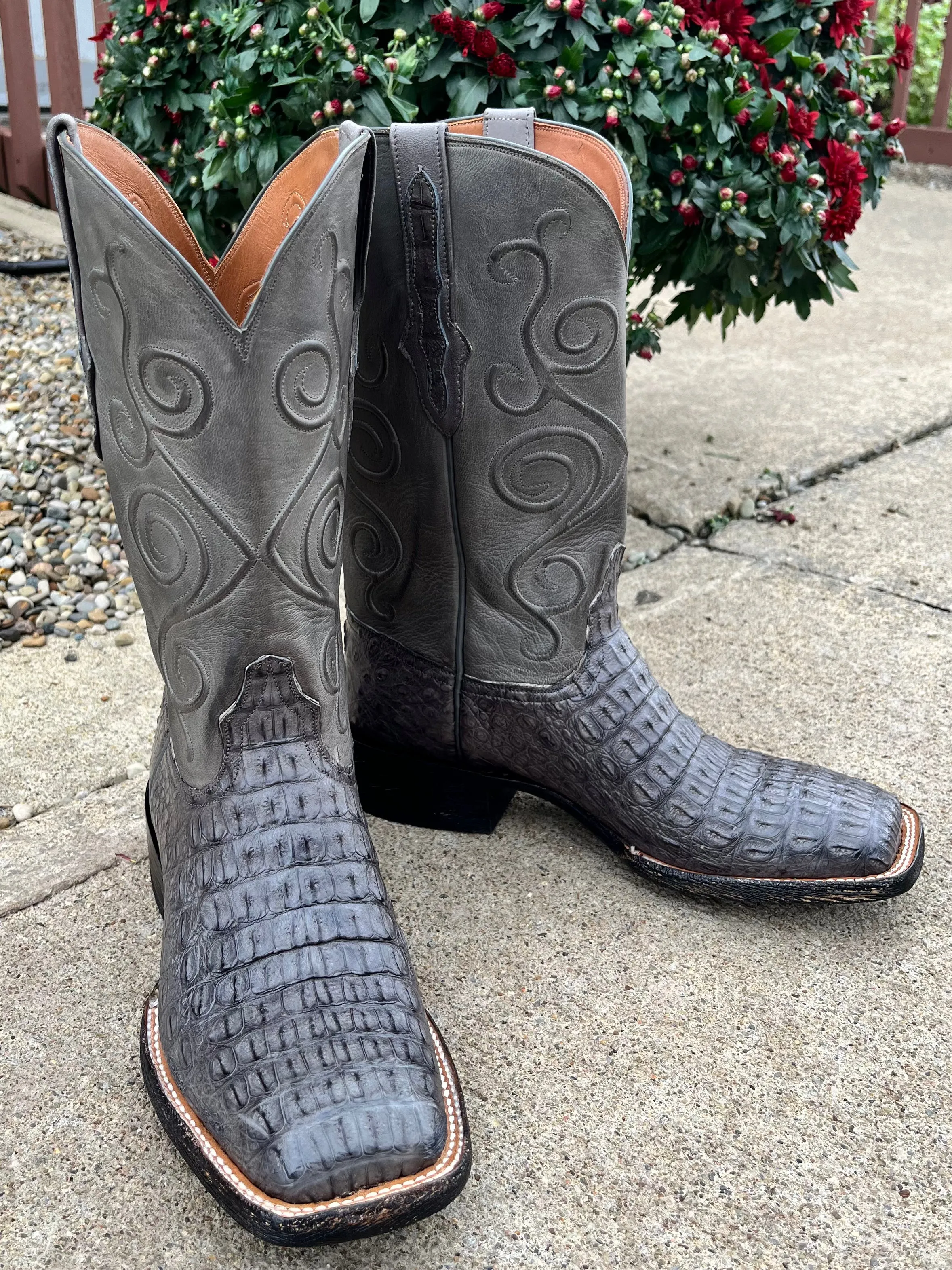 Black Jack Men’s Dark Grey Caiman Hornback Cowboy Boots DKG7722-96