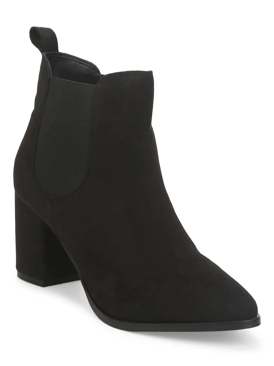 Black Suede Slip On Ankle Boots