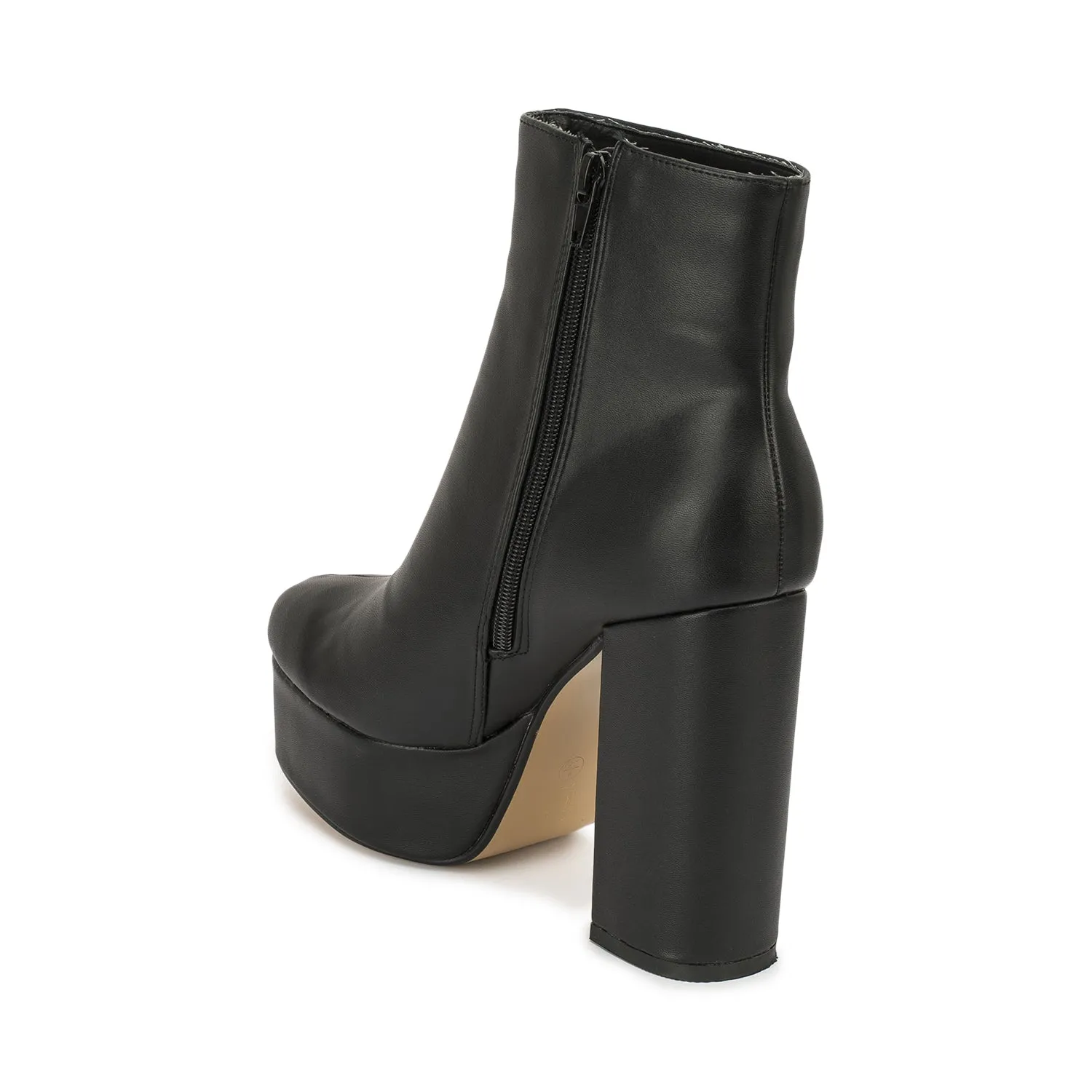 Black Synthetic Block Heel Platfrom Ankle Boot