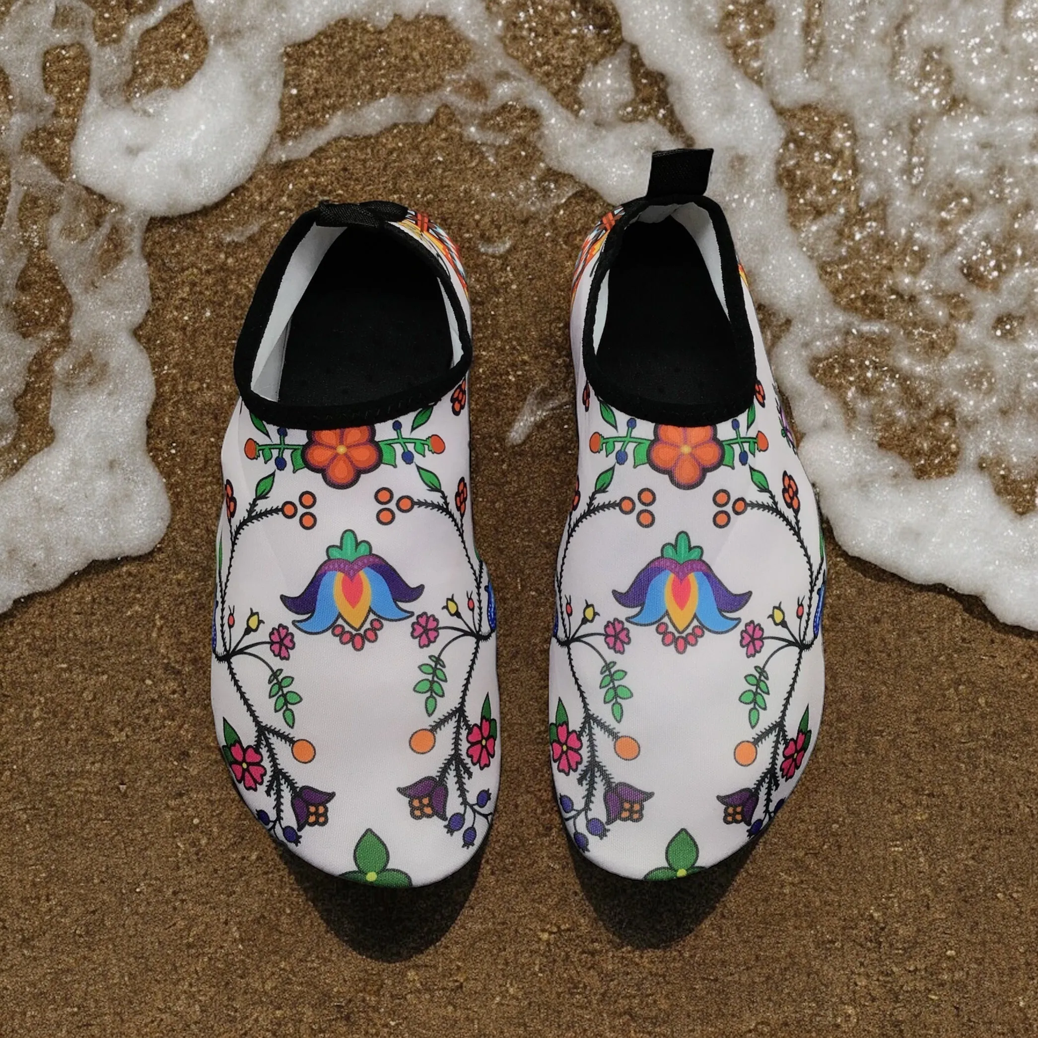 Blossomed Flower White Native American Aqua Shoes