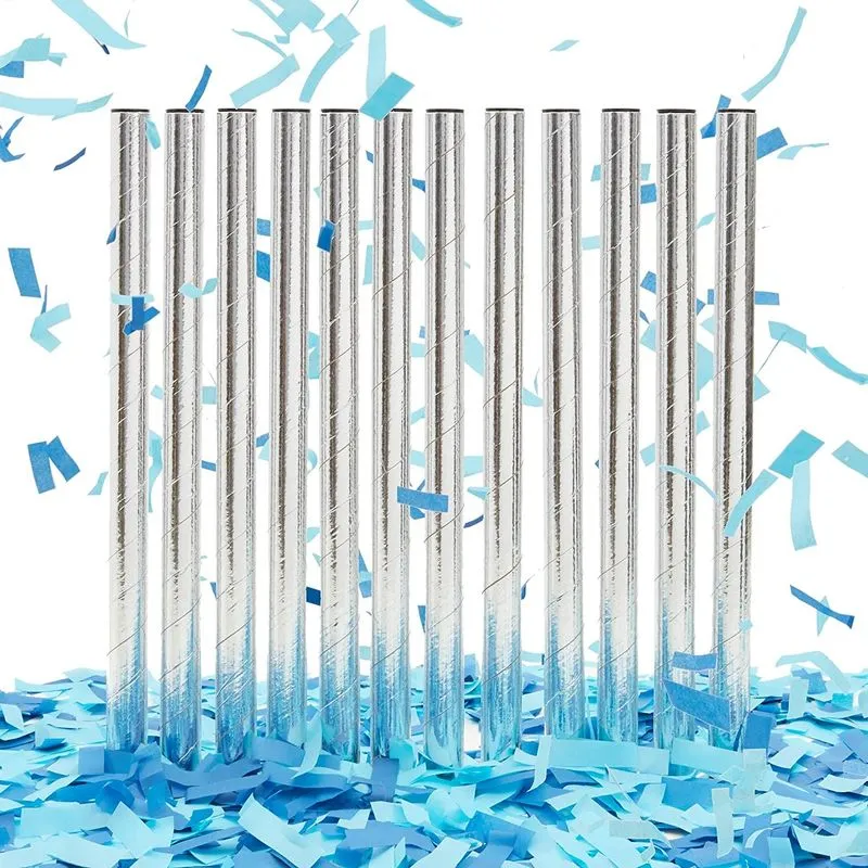 Blue Confetti Wand for Boy Gender Reveal Party (0.75 x 13.8 Inches, 12 Pack)