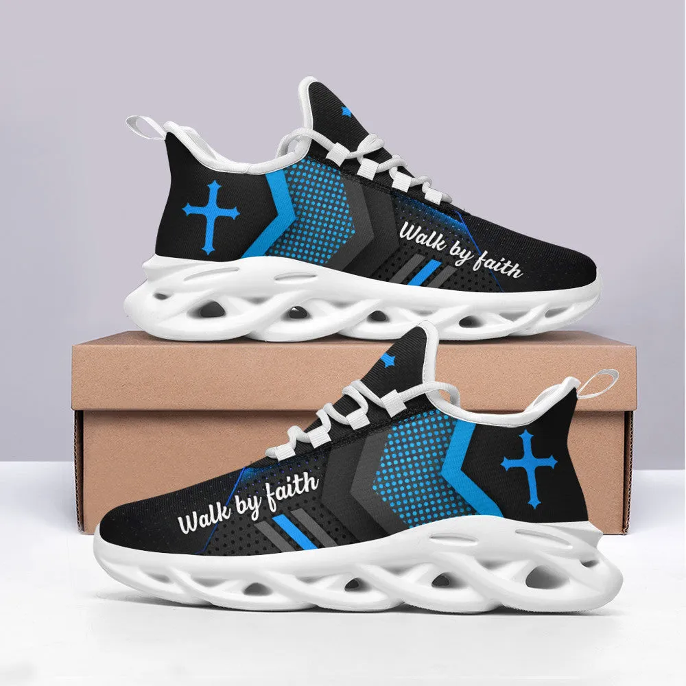 Blue Jesus Walk By Faith Running Sneakers 3 Max Soul Shoes - Christian Shoes For Men And Women