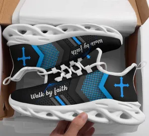 Blue Jesus Walk By Faith Running Sneakers 3 Max Soul Shoes - Christian Shoes For Men And Women