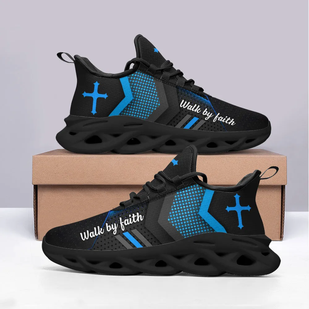 Blue Jesus Walk By Faith Running Sneakers 3 Max Soul Shoes - Christian Shoes For Men And Women