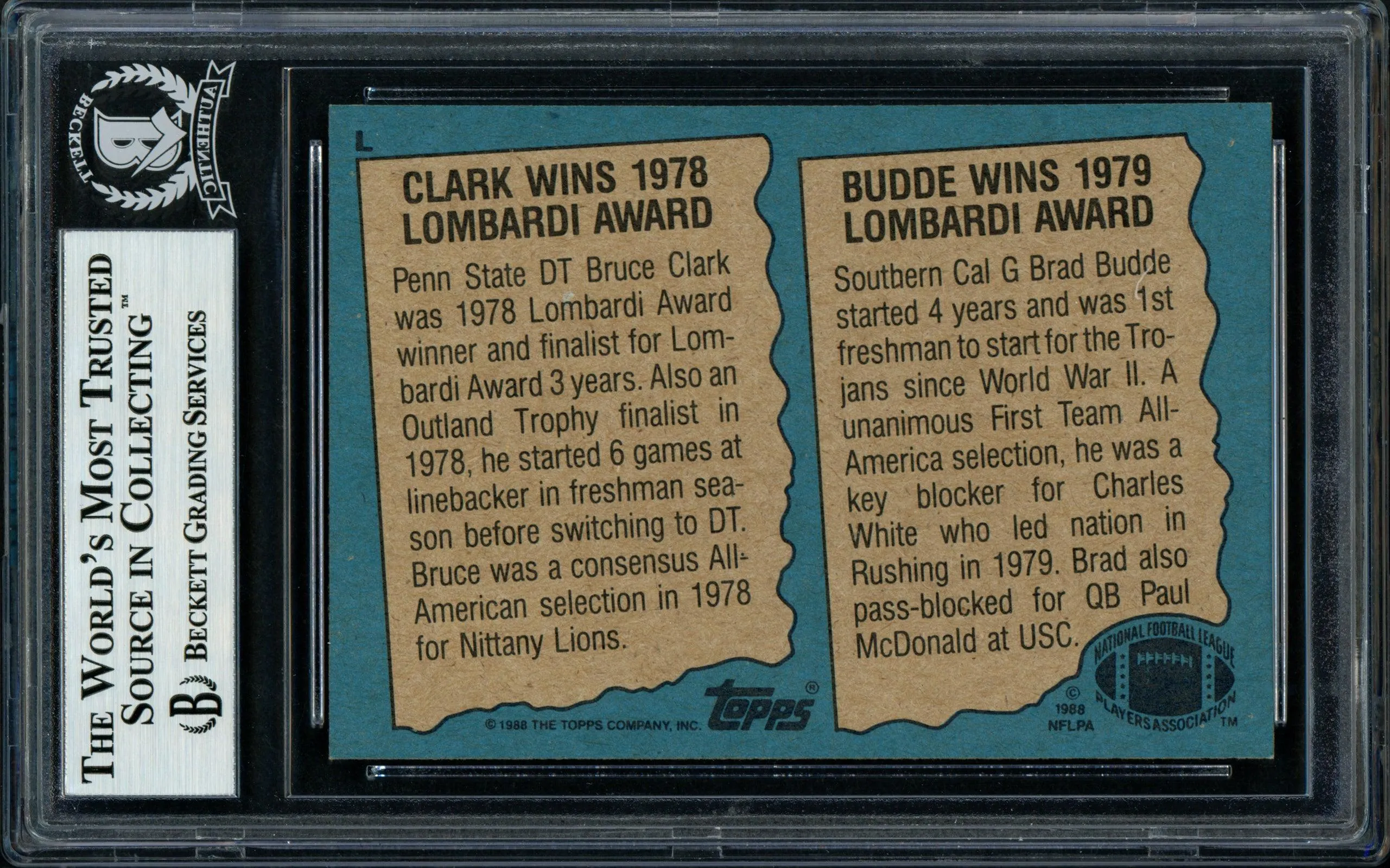 Brad Budde & Bruce Clark Autographed 1988 Topps Box Bottom Card #L Beckett BAS #11482766