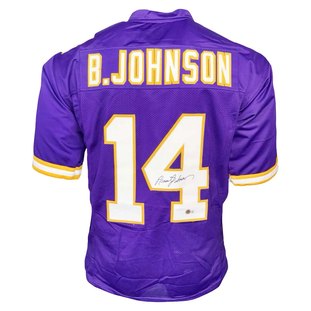 Brad Johnson Signed Minnesota Purple Football Jersey (Beckett)