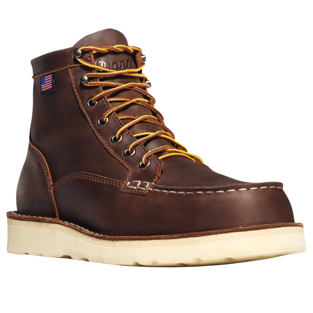 Brown Leather ‘Bull Run Moc Toe’ Lace-Up Boots