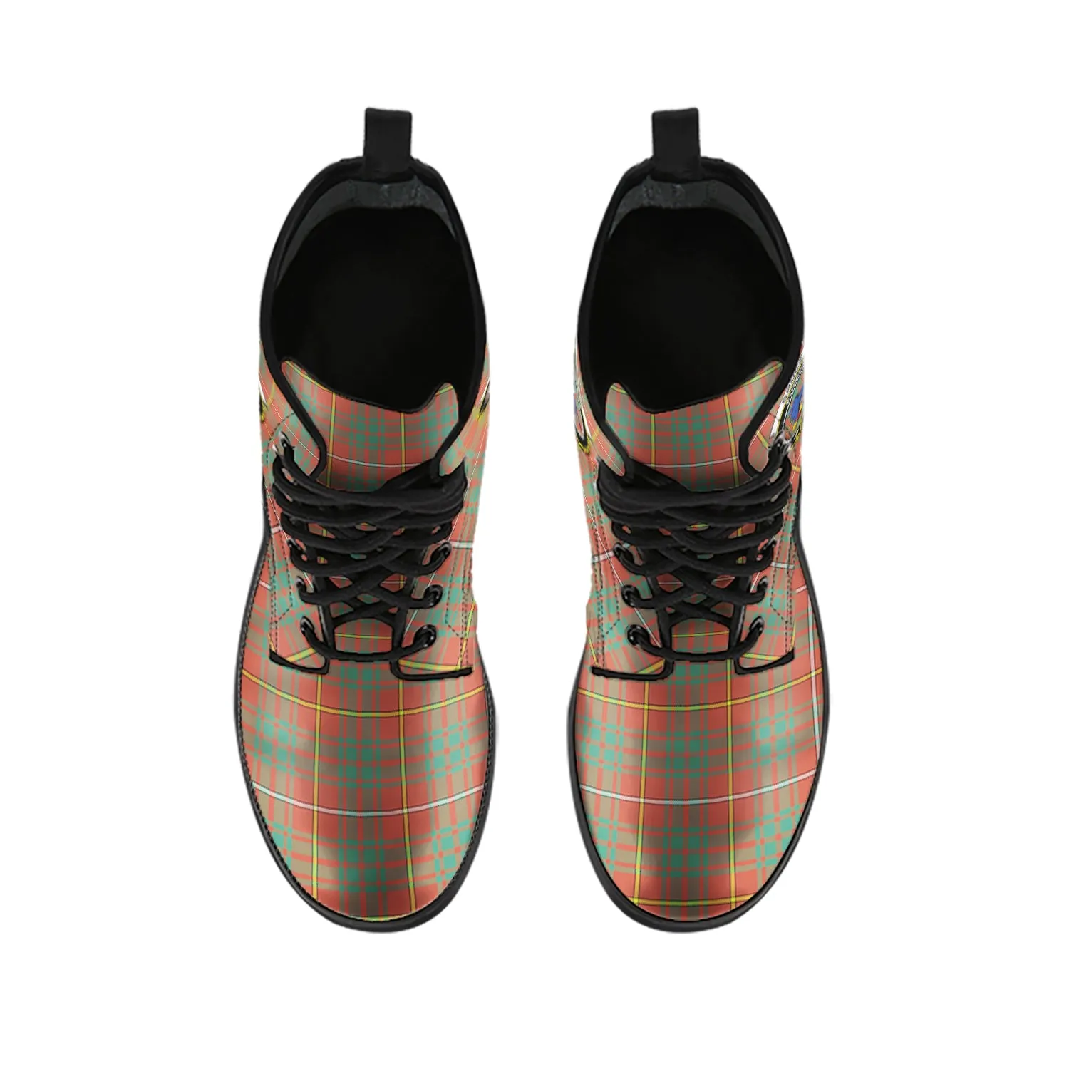 Bruce Ancient Tartan Leather Boots with Family Crest